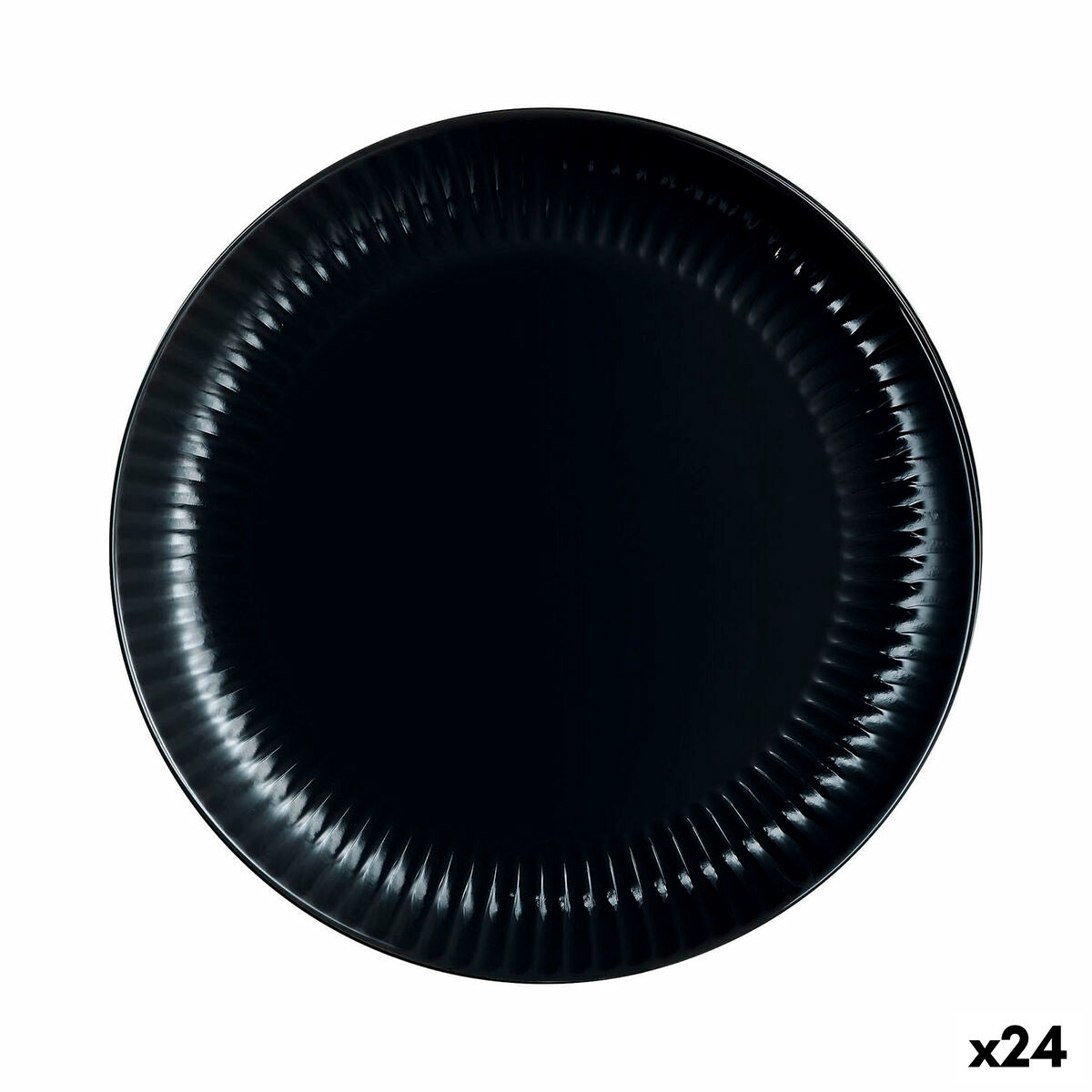 Flat Plate Luminarc Cottage Black Glass 25 cm (24 Units) Luminarc