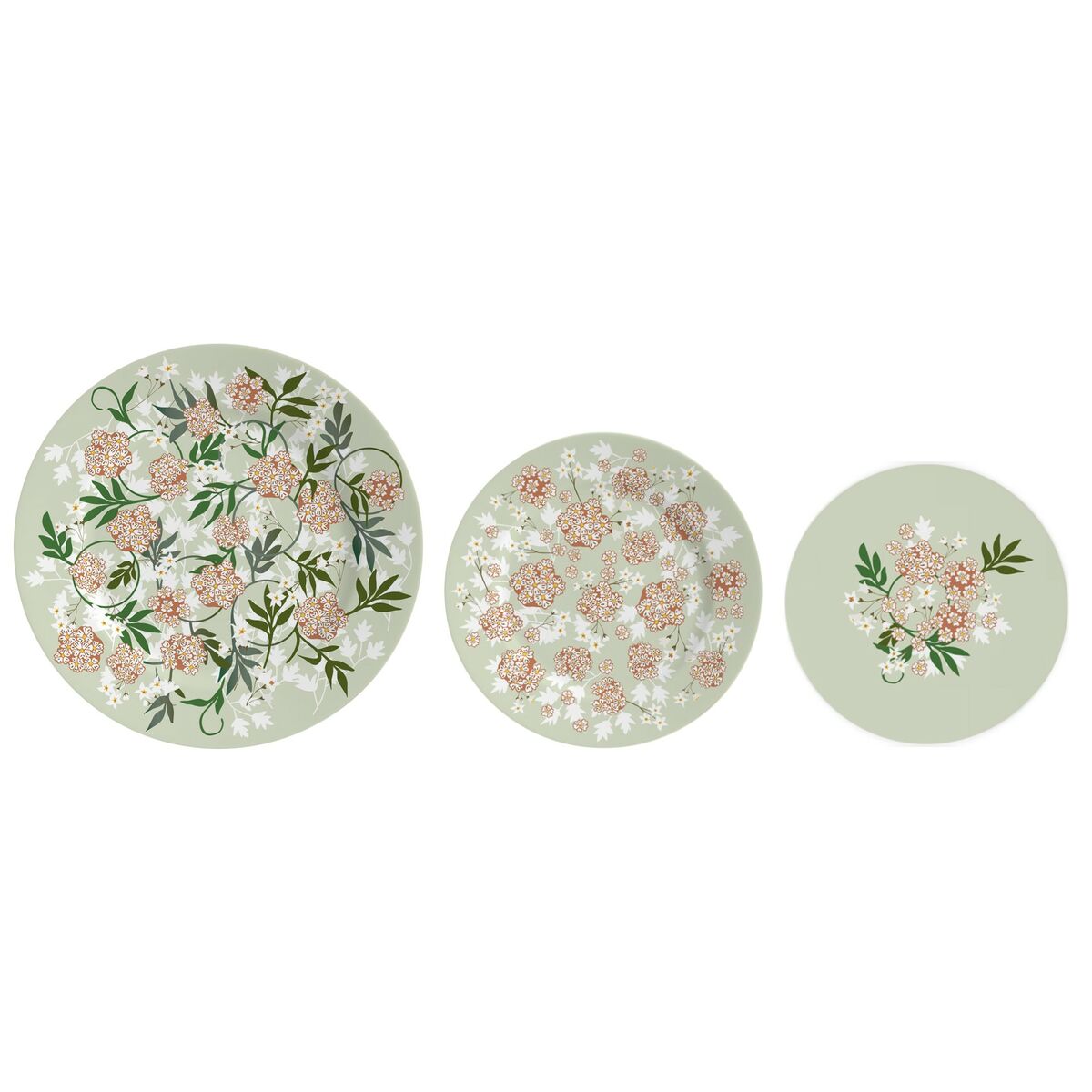 Flat Plate DKD Home Decor Porcelain Traditional 27 x 27 x 3 cm 18 Pieces DKD Home Decor