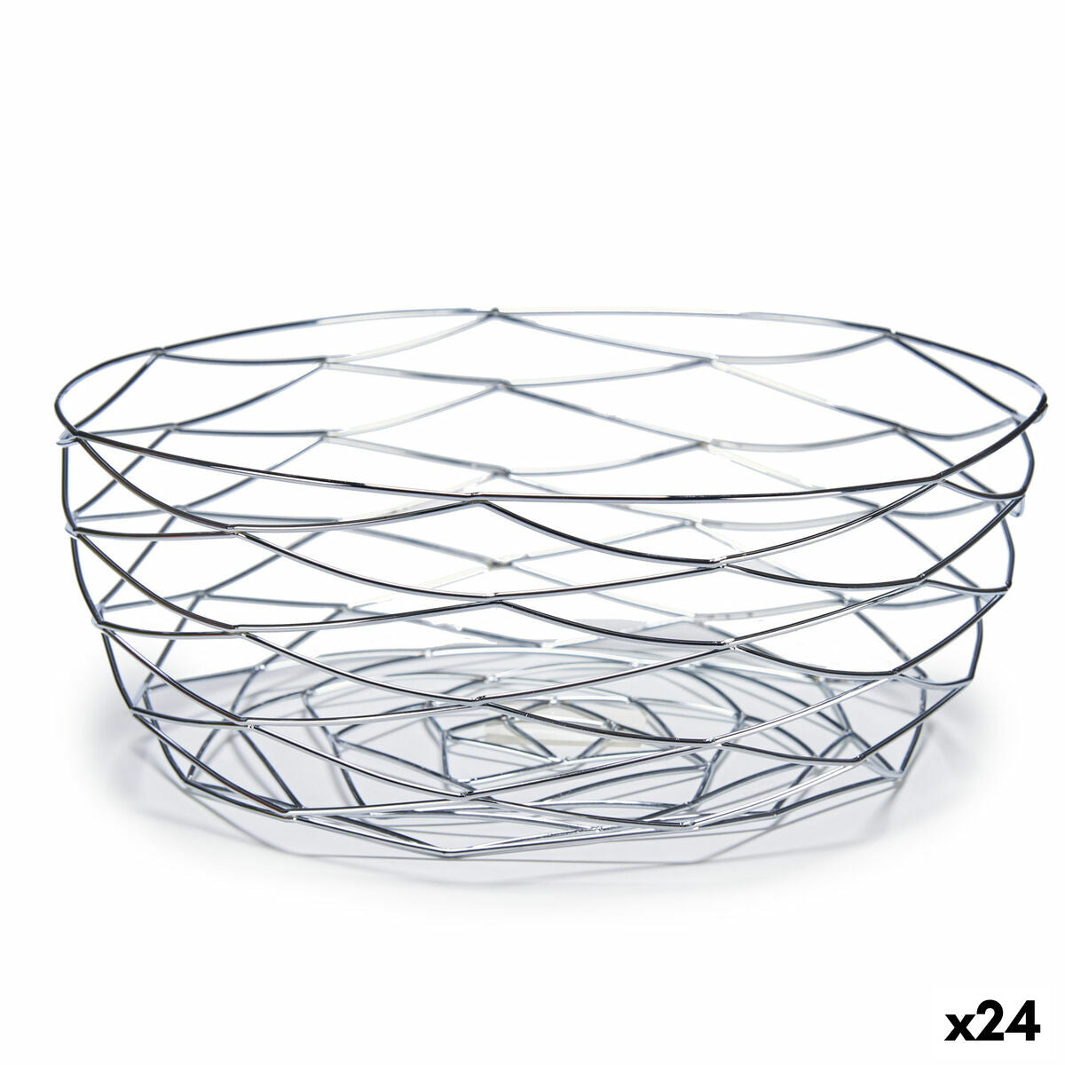 Fruit Bowl Silver Metal 27 x 11 x 27 cm (24 Units) Kinvara