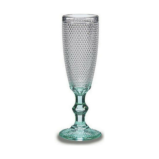 Champagne glass Points Transparent Turquoise Glass 6 Units (185 ml) Vivalto