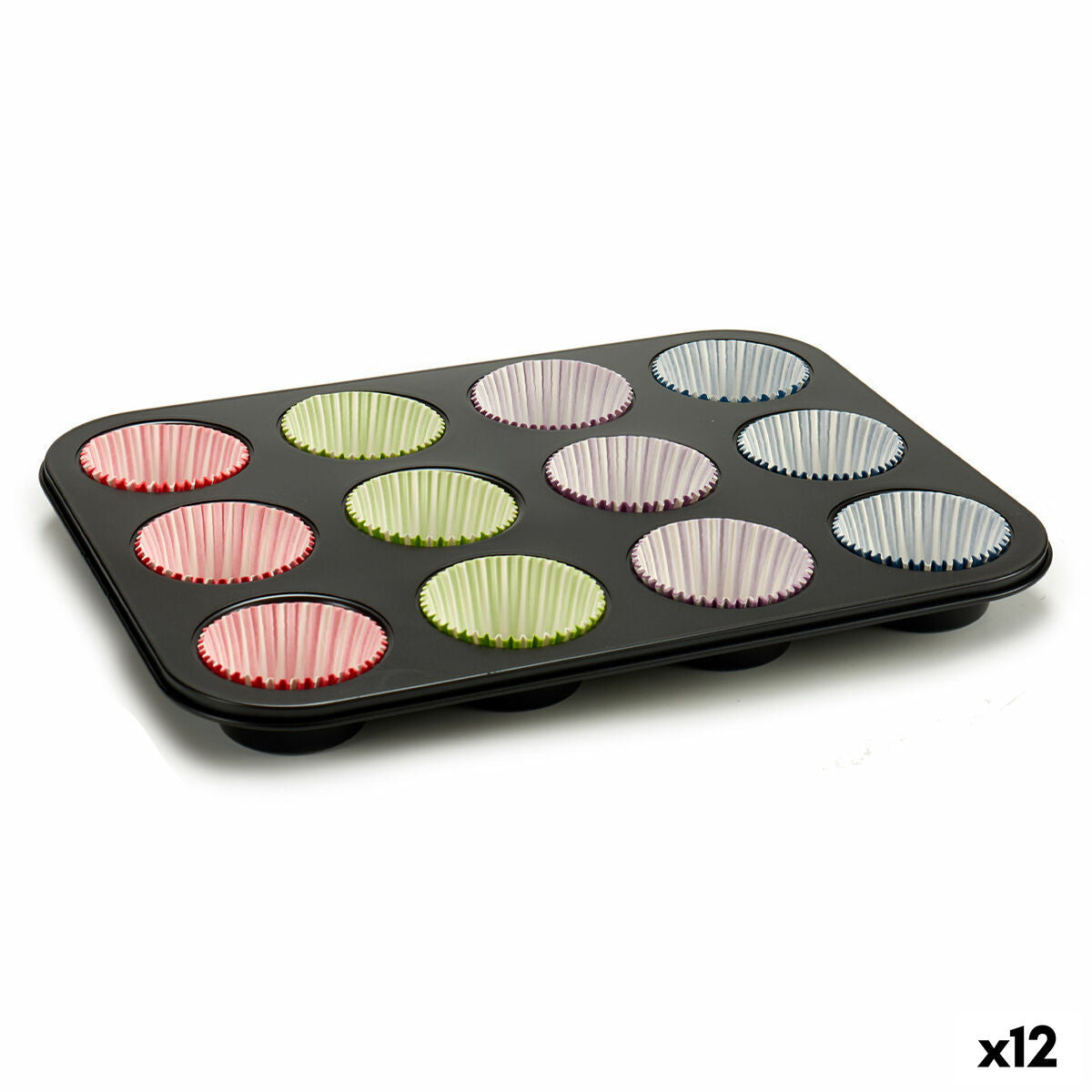 Muffin Tray Multicolour Baking tray (7 x 7 x 3 cm) (35 x 3 x 26,5 cm) (12 Units) Kinvara