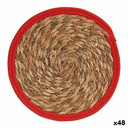 Table Mat Natural Red Natural Fibre (30 x 1 x 30 cm) (48 Units) Gift Decor