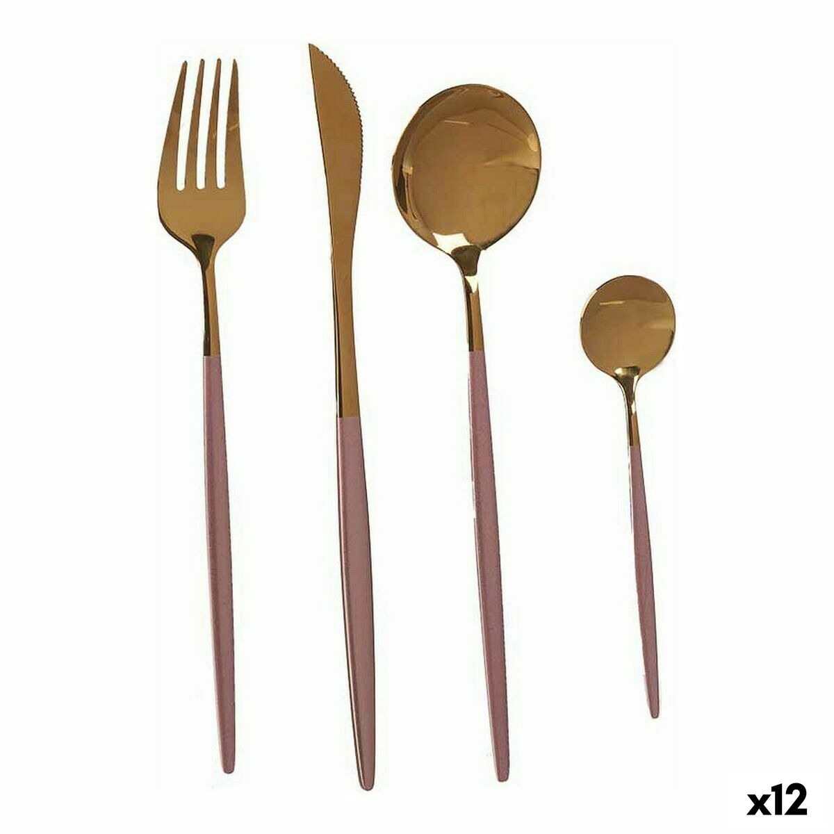 Cutlery Set Pink Golden Stainless steel (12 Units) Kinvara