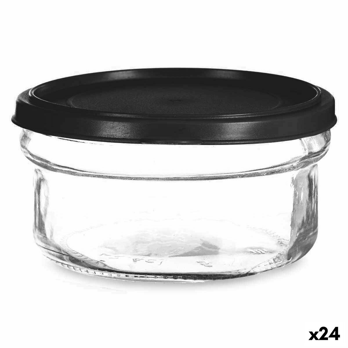 Round Lunch Box with Lid Black Transparent Plastic Glass 12 x 6 x 12 cm 415 ml Vivalto