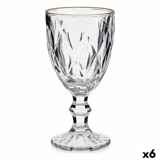 Wine glass Golden Transparent Glass 6 Units (330 ml) Vivalto