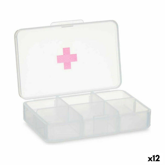 Pillbox with Compartments Transparent Plastic (11,5 x 18 x 2,2 cm) (12 Units)