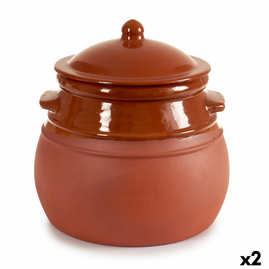 Casserole with Lid Baked clay 4,5 L 25 x 27 x 25 cm (2 Units) La Dehesa