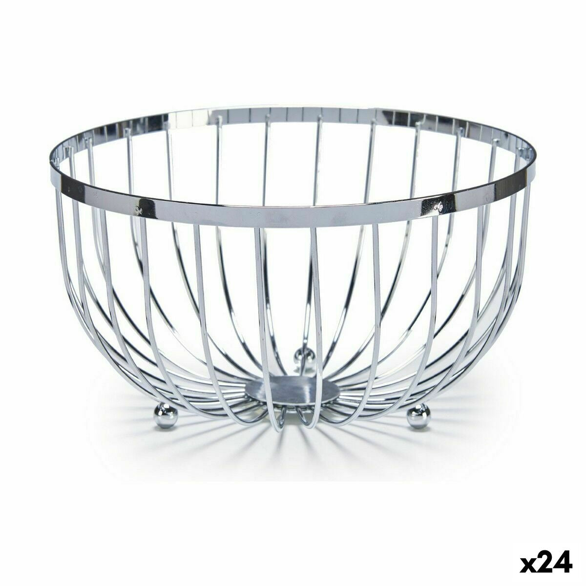 Fruit Bowl Iron Silver 25 x 14 x 25 cm (24 Units) Kinvara