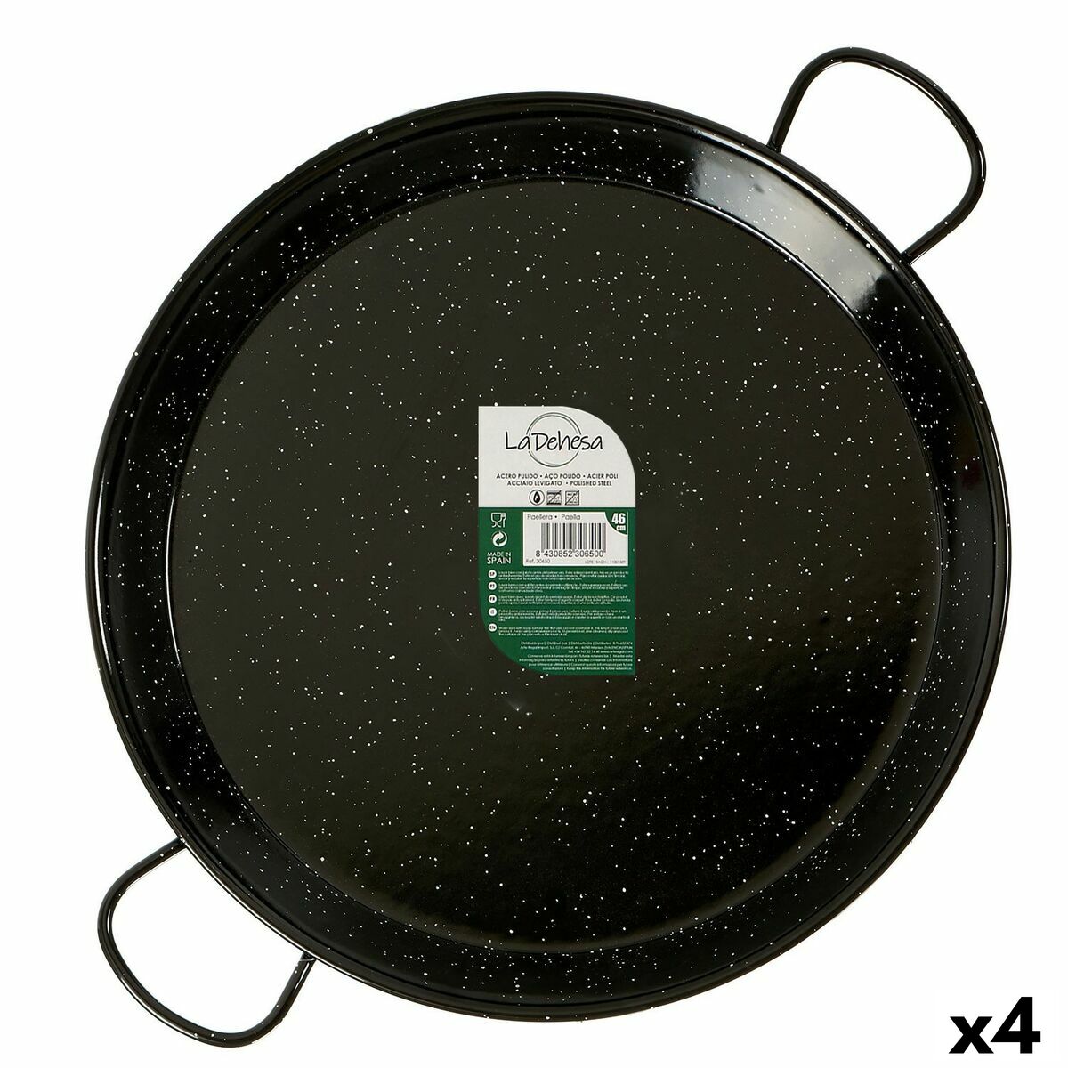 Pan Black Enamelled Steel Ø 46 cm (4 Units) La Dehesa