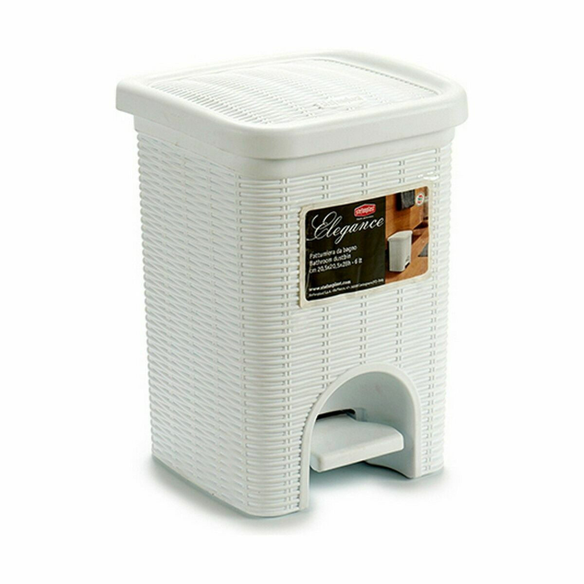 Pedal bin Stefanplast Elegance White Black Plastic 6 L (6 Units) Stefanplast