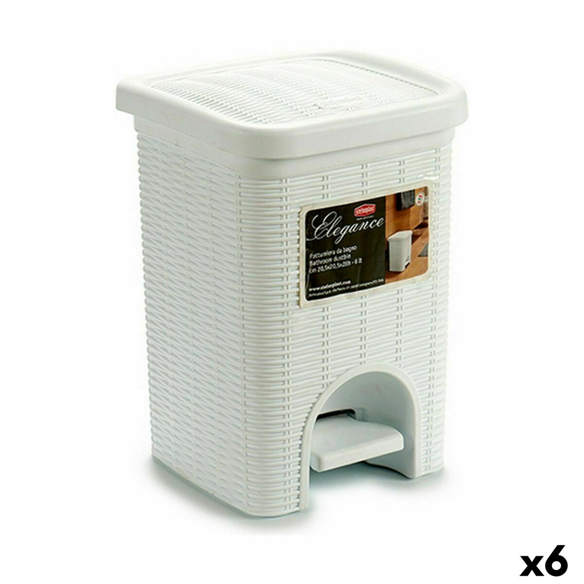 Pedal bin Stefanplast Elegance White Black Plastic 6 L (6 Units) Stefanplast