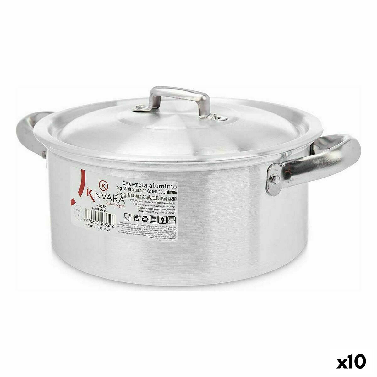 Casserole with lid Silver Aluminium (10 Units) Kinvara