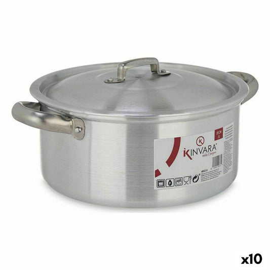 Casserole with lid Silver Aluminium 3 L (10 Units) Kinvara