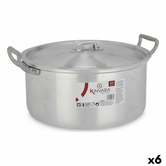 Casserole with lid Silver Aluminium 6,5 L 35 x 16 x 28 cm (6 Units) Kinvara