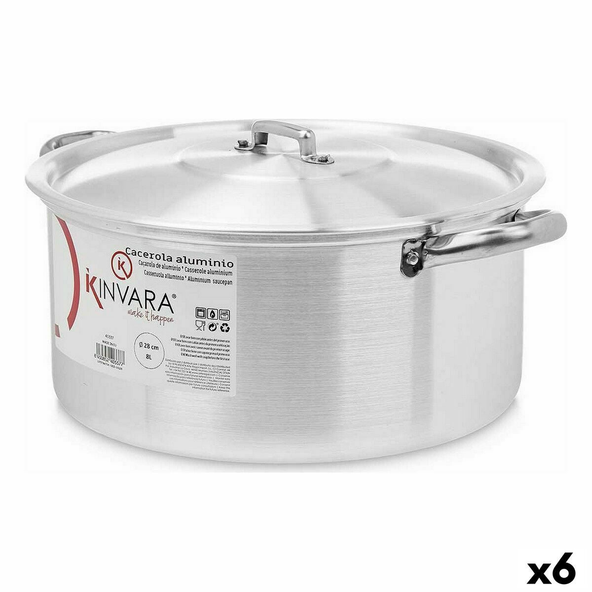 Casserole with lid Silver Aluminium 8 L (6 Units) Kinvara