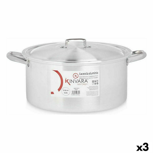 Casserole with lid Silver Aluminium 12,5 L (3 Units) Kinvara