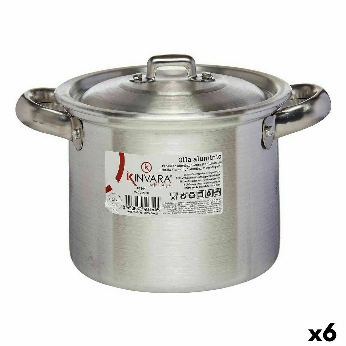 Casserole with Lid Ø 14 cm Silver Aluminium (6 Units) Kinvara