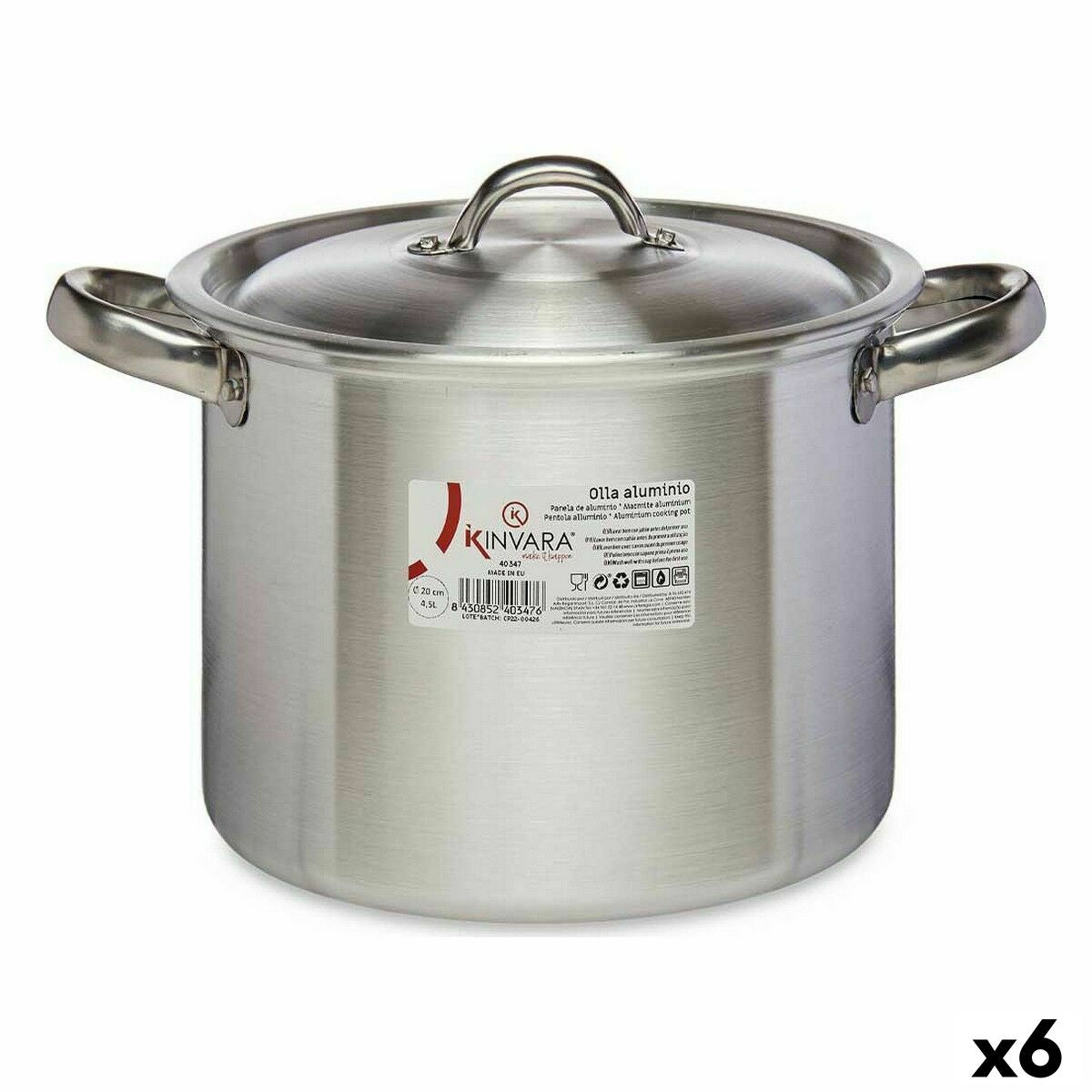 Casserole with Lid Ø 20 cm Silver Aluminium (6 Units) Kinvara