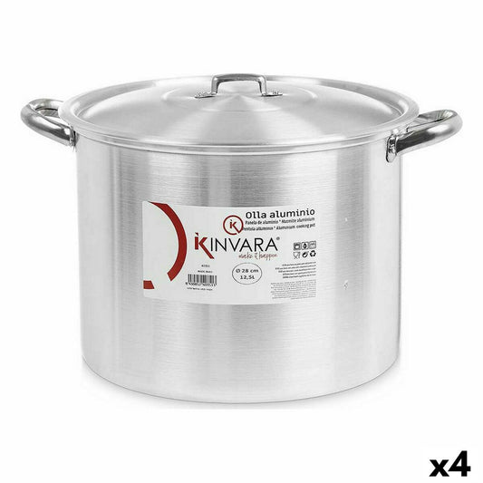 Casserole with Lid Silver Aluminium 38 x 25 x 31 cm (4 Units) Kinvara