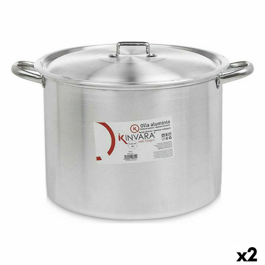 Casserole with Lid Ø 36 cm Silver Aluminium (2 Units) Kinvara