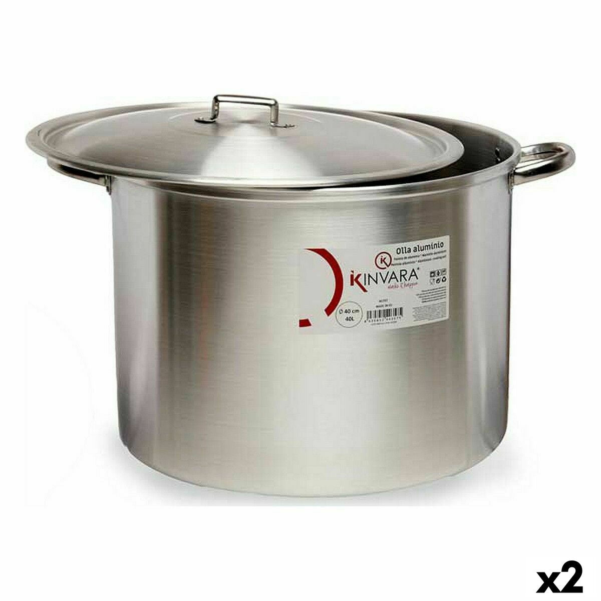 Casserole with Lid Silver Aluminium 53 x 34 x 43 cm (2 Units) Kinvara