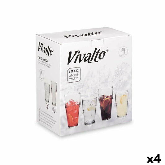 Set of glasses Transparent Glass 260 ml 370 ml (4 Units) Vivalto