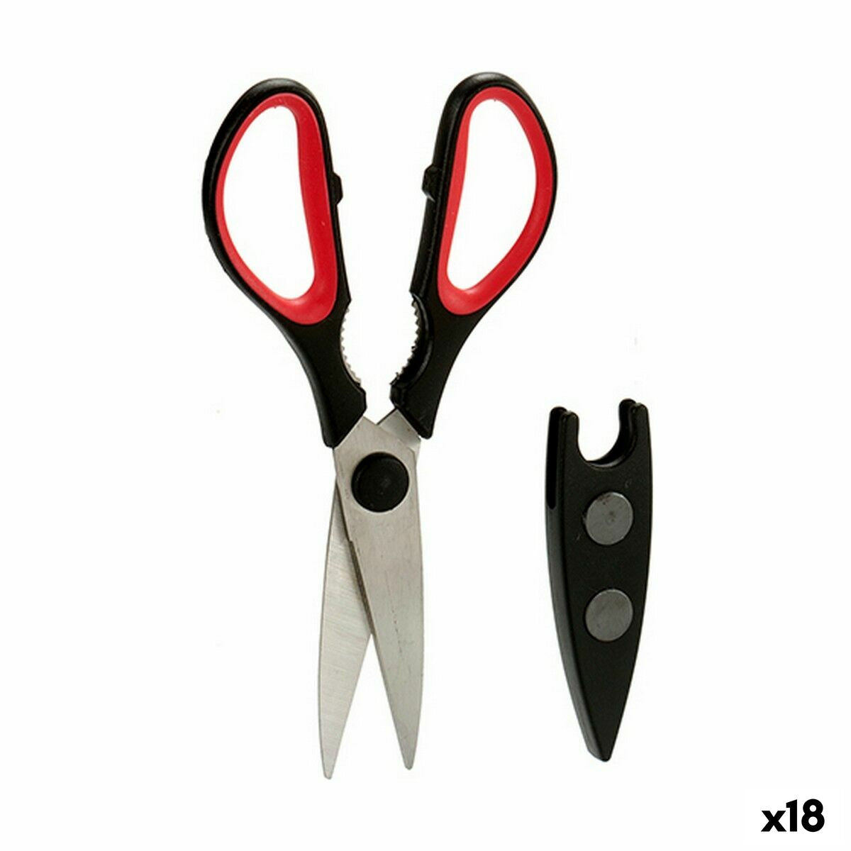 Scissors Kitchen 21 x 8 x 1 cm Red Black Steel Natural rubber polypropylene (18 Units) Kinvara