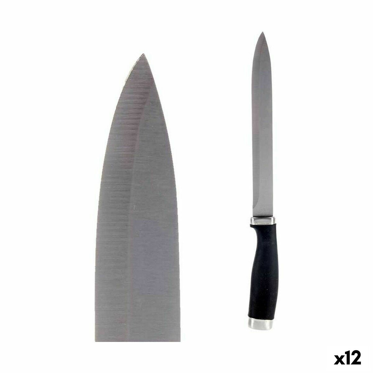 Kitchen Knife 3,5 x 33 x 2 cm Silver Black Stainless steel Plastic (12 Units) Kinvara