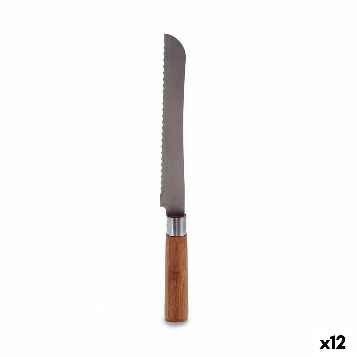 Serrated Knife 2,8 x 2,5 x 32 cm Stainless steel Bamboo (12 Units) Kinvara