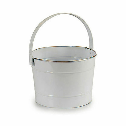 Planter Ibergarden 49095 White Silver Zinc Bucket 25 x 29,5 x 27 cm (12 Units) Ibergarden