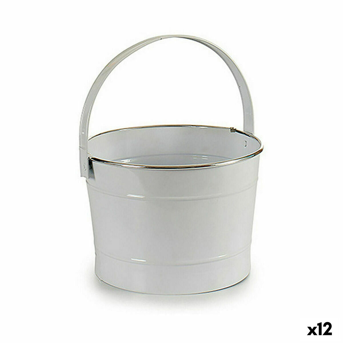 Planter Ibergarden 49095 White Silver Zinc Bucket 25 x 29,5 x 27 cm (12 Units) Ibergarden