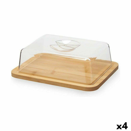 Cheeseboard With lid Brown Transparent Bamboo 19,1 x 7,5 x 25,1 cm (4 Units) Kinvara