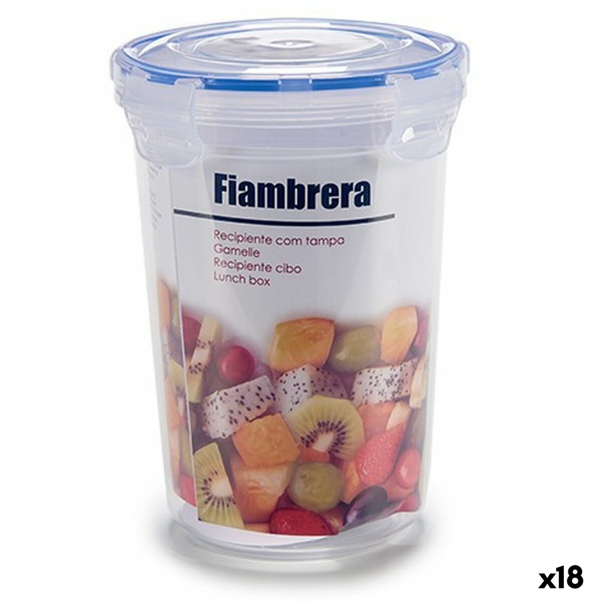 Hermetic Lunch Box Cylinder Transparent Plastic 1,2 L 13 x 17 x 13 cm (18 Units) Leknes