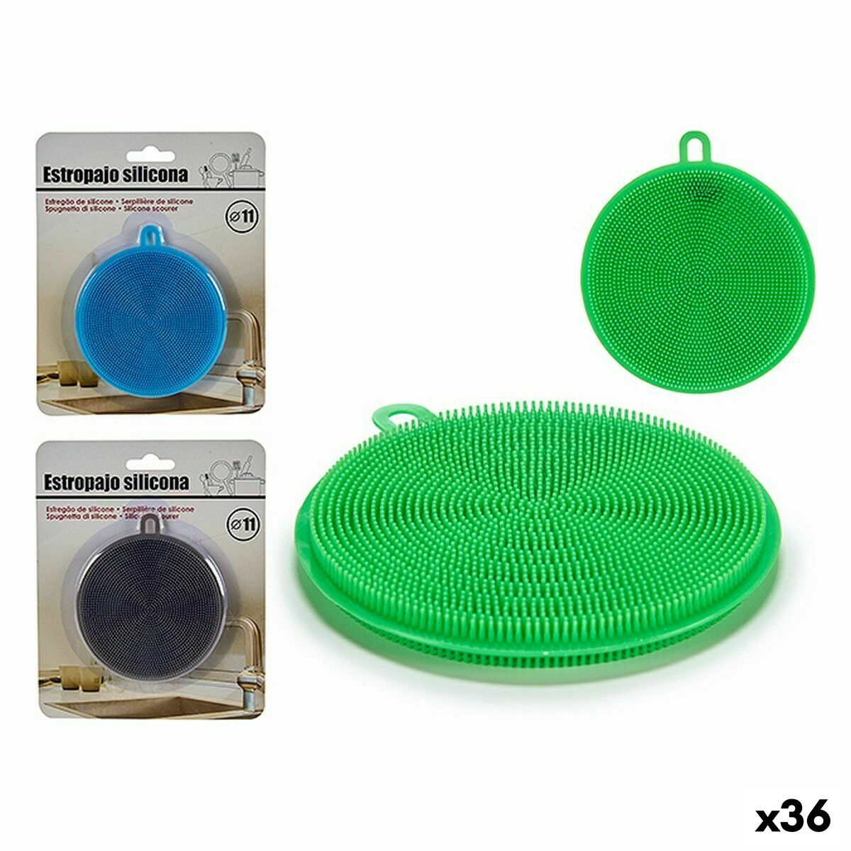 Scourer Silicone 12,5 x 1,2 x 11 cm (36 Units) BigBuy Home