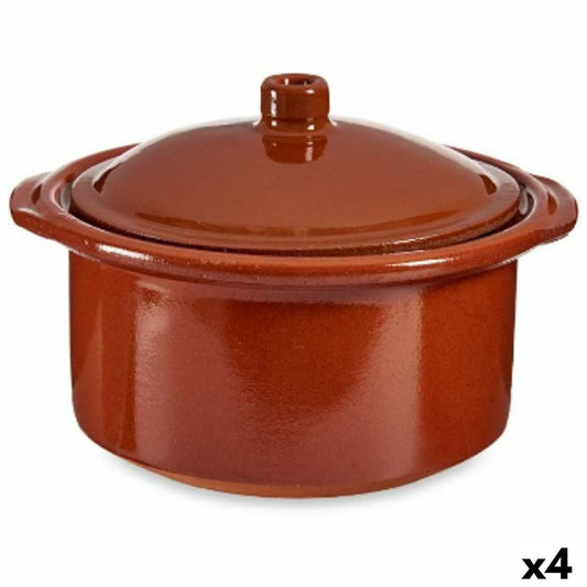 Casserole with Lid Baked clay 1,5 L 22 x 14,5 x 20 cm (4 Units) La Dehesa