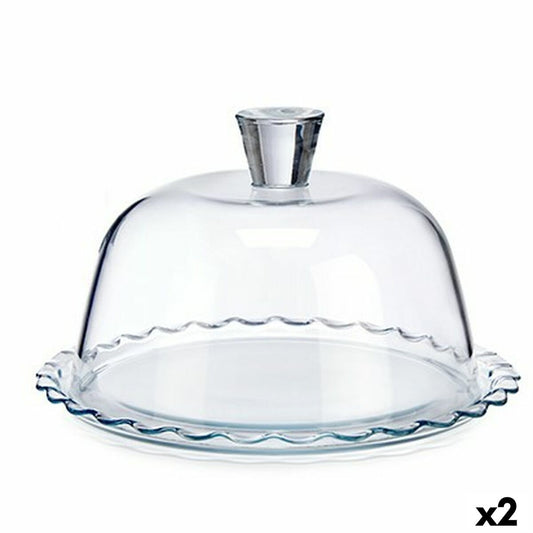 Lunch box Petite Patisserie Waves Transparent Glass 26,4 x 15,5 x 26,4 cm (2 Units) Pasabahce