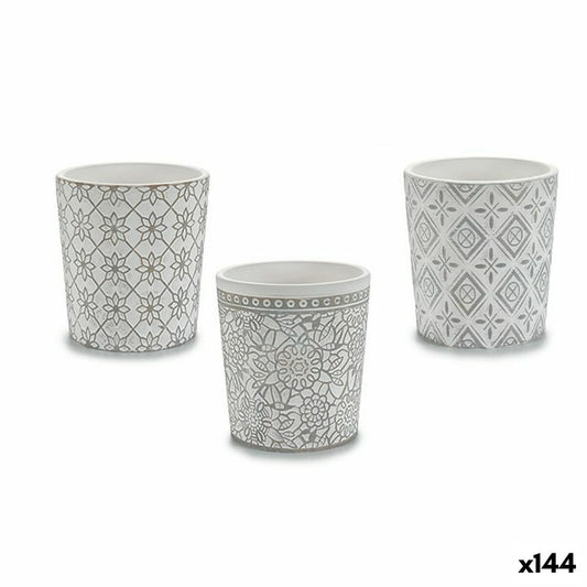 Planter Ibergarden DX43436-F12 White Grey Ceramic Pattern 12,3 x 12 x 12,3 cm (144 Units) Ibergarden