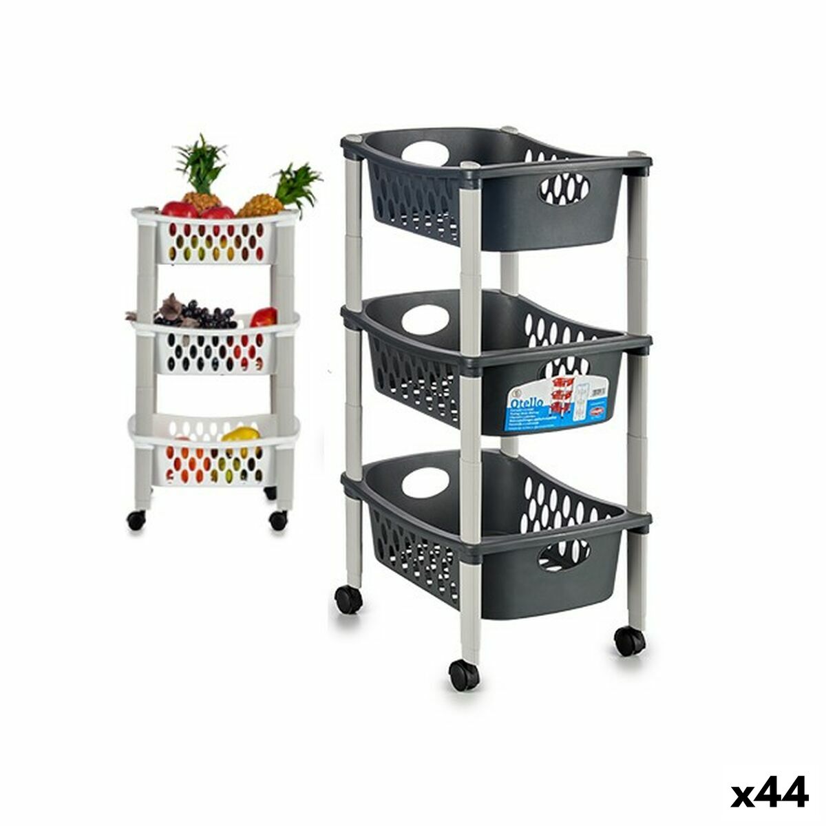 Vegetable trolley Stefanplast White Anthracite Plastic 40 x 29,5 x 68,5 cm (44 Unidades) Stefanplast