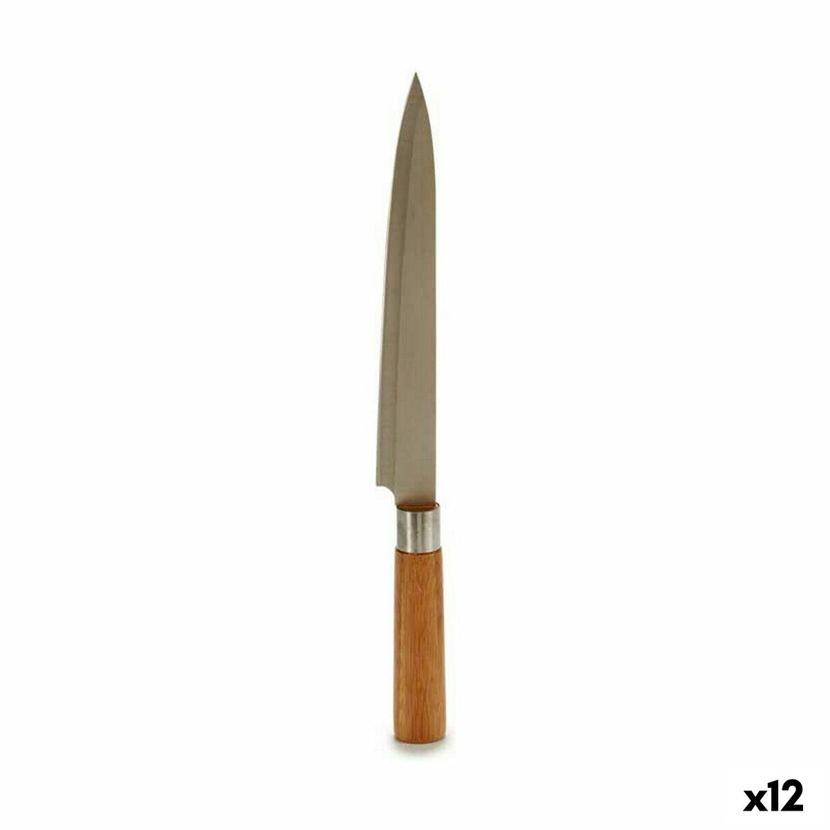 Kitchen Knife 3 x 33,5 x 2,5 cm Silver Brown Stainless steel Bamboo (12 Units) Kinvara