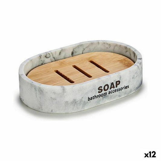 Soap dish Berilo CN-B5598M-2 Brown Resin Marble 8 x 2,5 x 12,5 cm 12,5 x 2,5 x 8,5 cm (12 Units) Berilo