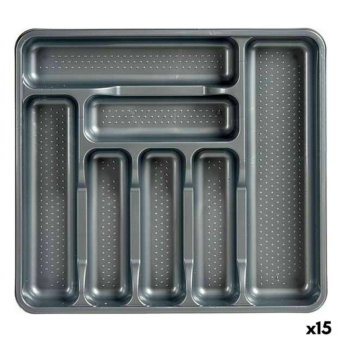 Cutlery Organiser Grey Plastic 39 x 5 x 42,5 cm (15 Units) Kinvara