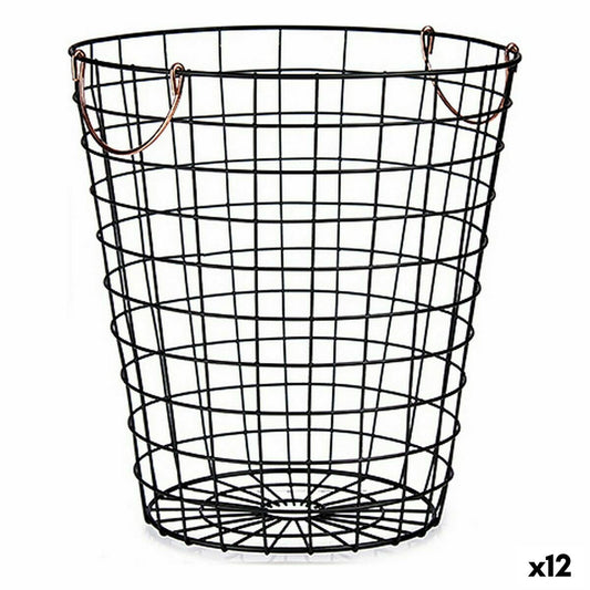 Basket Kinvara W5759M-CH Black Steel 30 x 30 x 30 cm With handles (12 Units) Kinvara