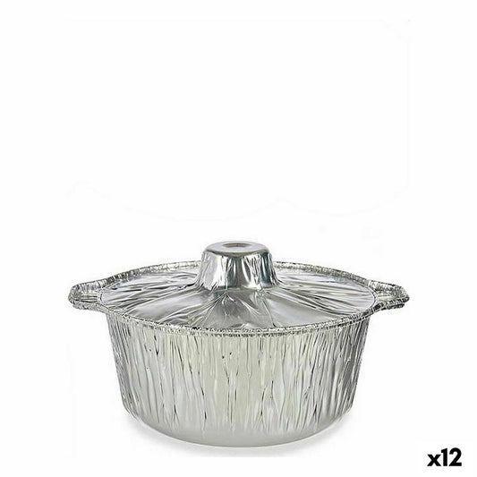 Set of Kitchen Dishes Disposable Pan With lid Aluminium 25,5 x 22 x 9,5 cm (12 Units) Kinvara