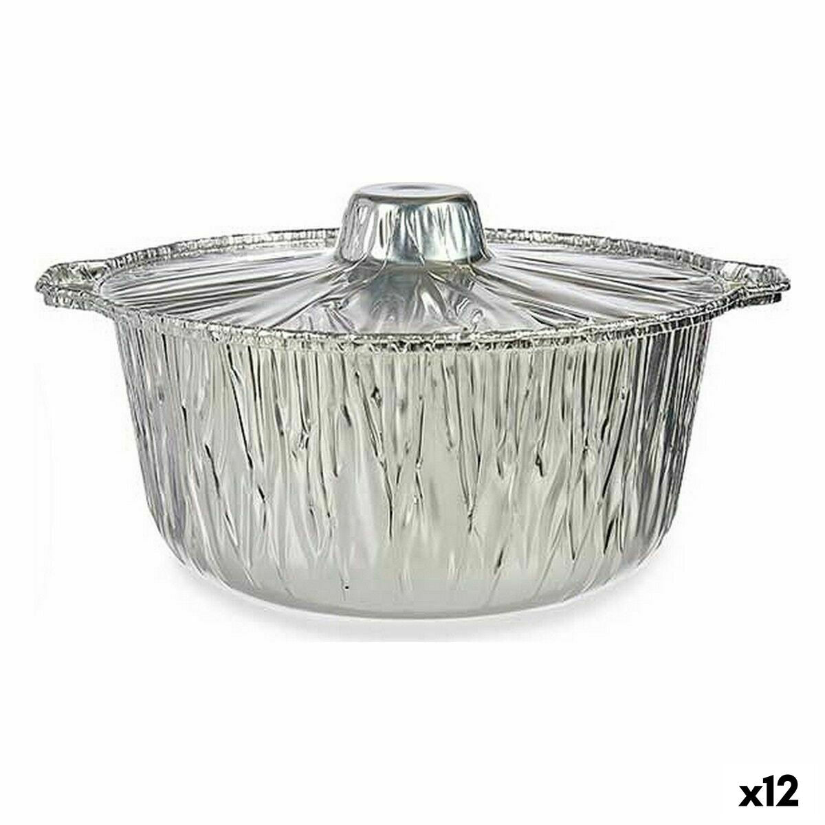 Set of Kitchen Dishes Aluminium 29 x 26 x 12 cm Disposable With lid Pan (12 Units) Kinvara