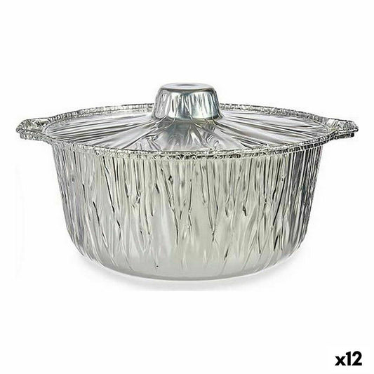 Set of Kitchen Dishes Aluminium 29 x 26 x 12 cm Disposable With lid Pan (12 Units) Kinvara