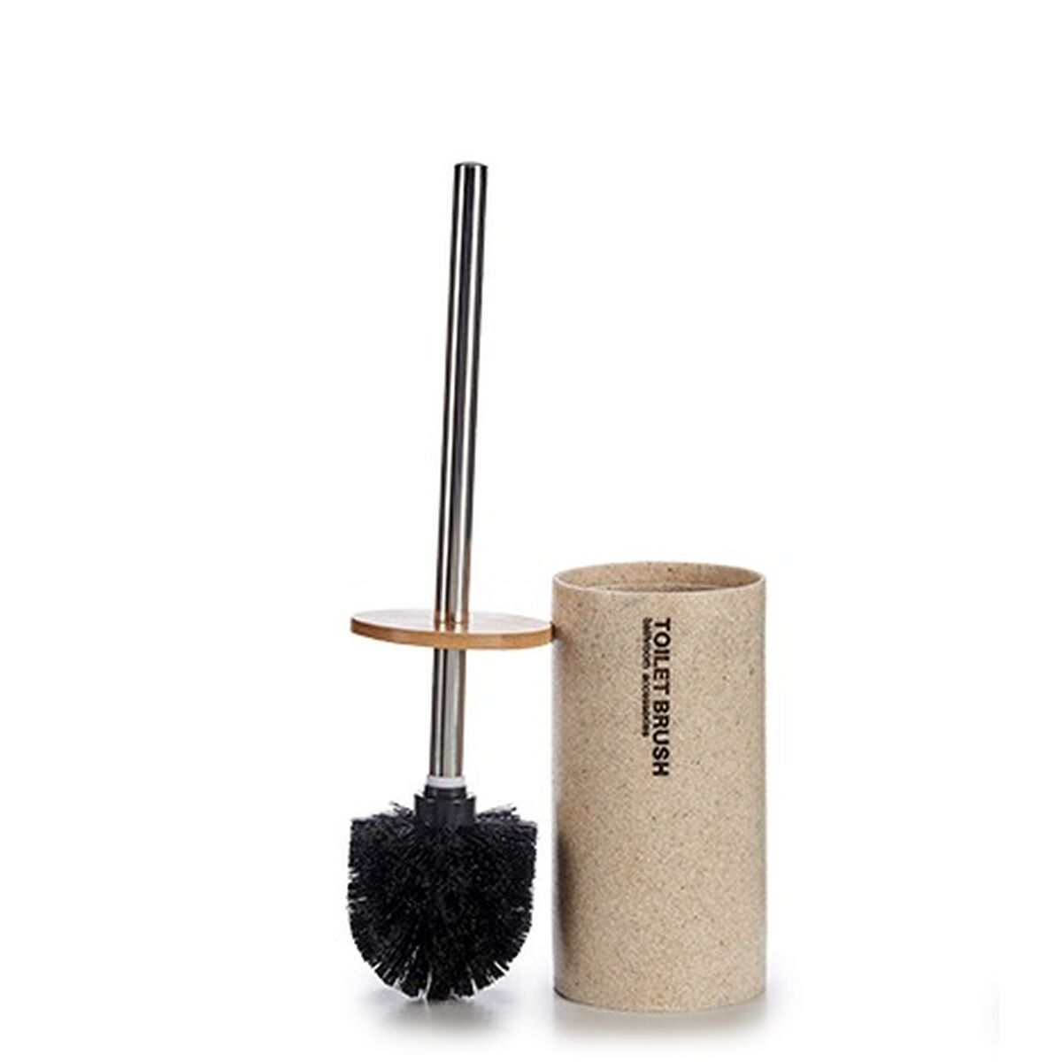 Toilet Brush Beige Silver Metal Resin Bamboo 9,6 x 37,5 x 9,6 cm (6 Units) Berilo