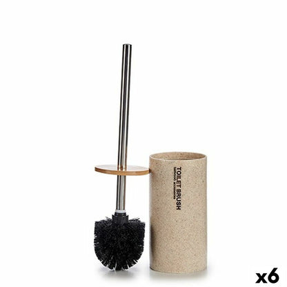 Toilet Brush Beige Silver Metal Resin Bamboo 9,6 x 37,5 x 9,6 cm (6 Units) Berilo