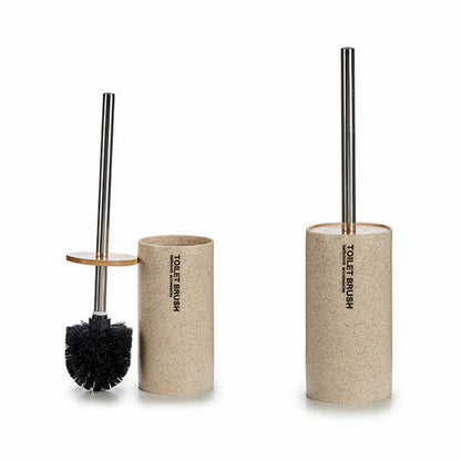 Toilet Brush Beige Silver Metal Resin Bamboo 9,6 x 37,5 x 9,6 cm (6 Units) Berilo