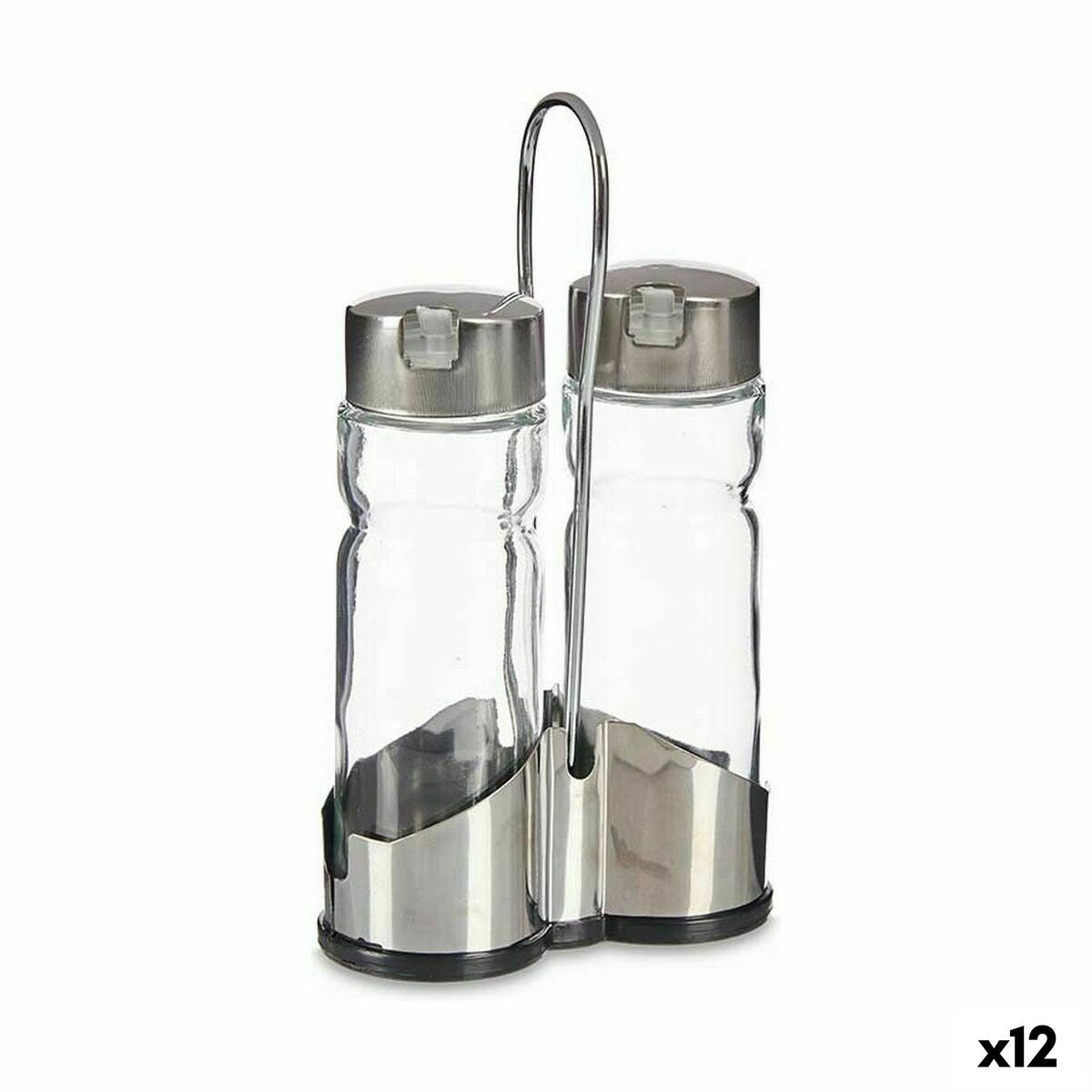 Oil and Vinegar Set Transparent Metal (12 Units) Vivalto