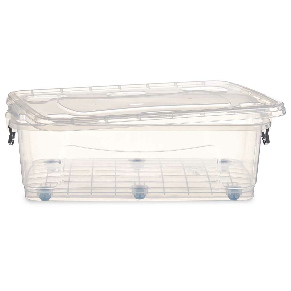 Storage Box with Wheels Transparent Plastic 30 L 40 x 20,5 x 63 cm (6 Units)